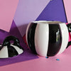 Black and White Striped Pumpkin Lidded Mug