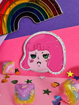 Grumpy Jinx Glitter Sticker